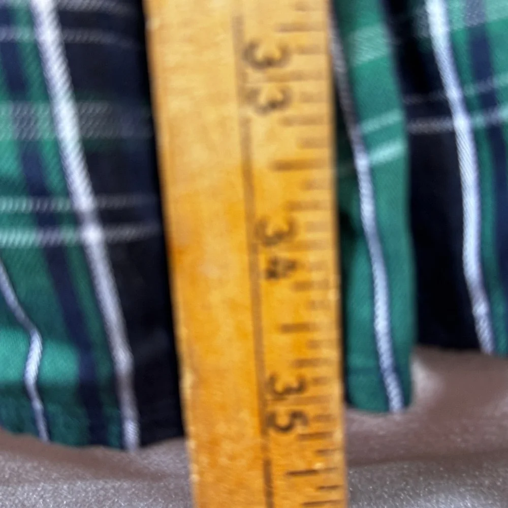 Loft Navy Green Plaid Sleeveless Midi Dress Ruffle‎ Neck Casual Boho Cap Sleeve - Picture 4 of 8